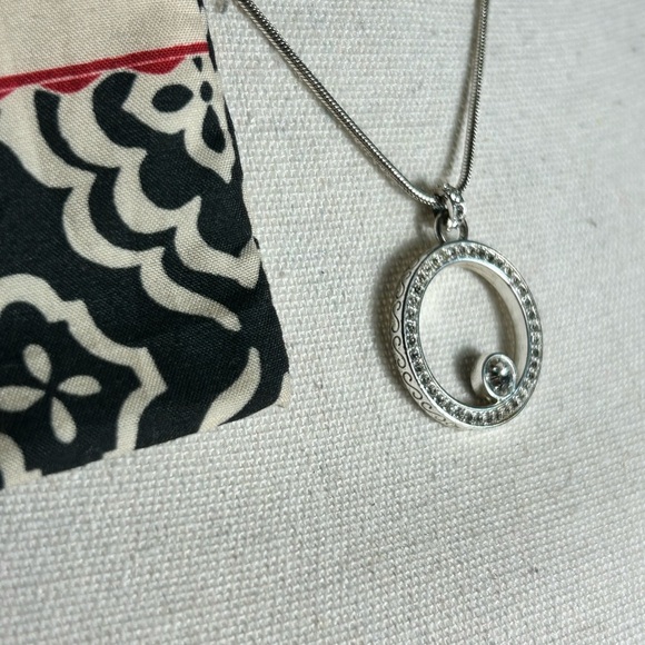 Brighton Starry Night Circle Necklace Silver Plated Crystals Pendant & Cloth Bag - Picture 9 of 12